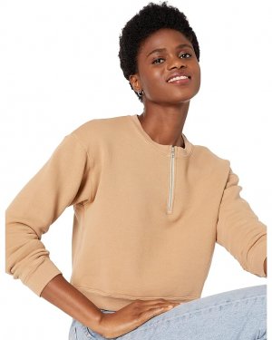 Толстовка MONROW 1/2 Zip Cropped Sweatshirt, цвет Latte