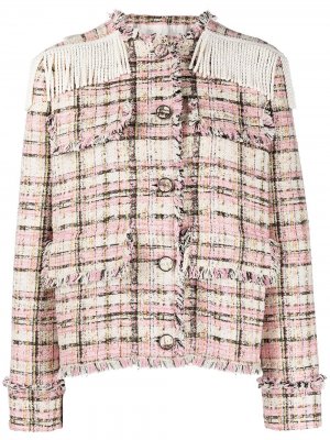 Твидовый пиджак с бахромой MSGM. Цвет: розовый