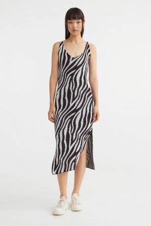 Вязаное платье , черный/зебра H&M