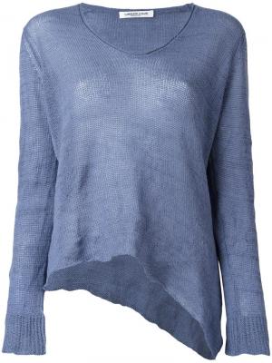 Трикотажная блузка с V-образным вырезом Lamberto Losani. Цвет: синий