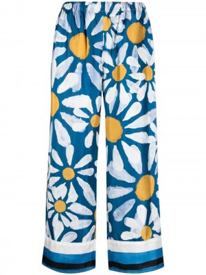 Floral-print cropped trousers Marni. Цвет: синий