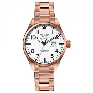 Наручные часы Airacobra V.1.22.2.152.5, золотой, белый Aviator. Цвет: розовый