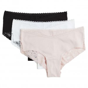 Набор трусов для беременных Cotton Hipster, 3 предмета, черный/белый/пудрово-розовый H&M