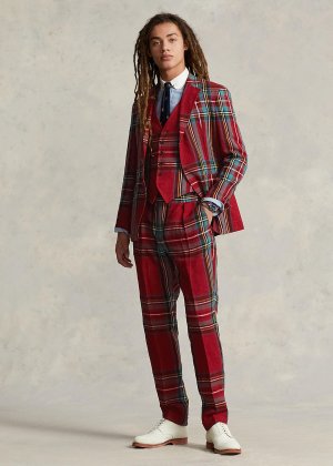 Брюки из льняного костюма в клетку Ralph Lauren