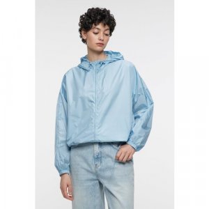 Куртка-ветровка oversize укороченная с капюшоном 2321141127-41-XS голубой размер XS Befree. Цвет: голубой
