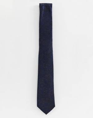 Темно-синий свадебный галстук с кружевным принтом River Island