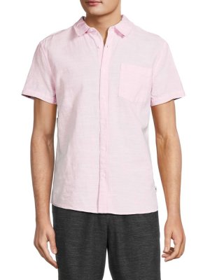 Однотонная рубашка с раздвинутым воротником , розовый Vintage Summer