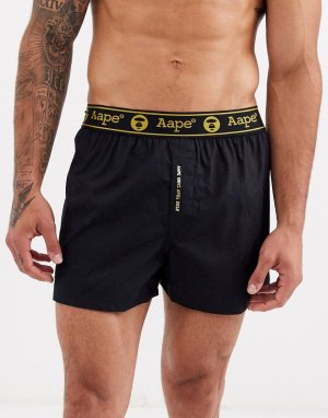 Черные боксерские шорты с золотистой отделкой AAPE By A Bathing Ape-Черный APE®