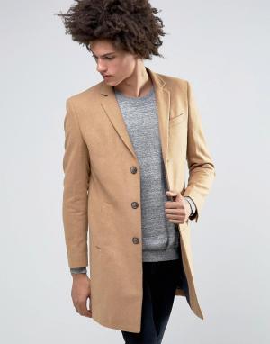 Узкое полушерстяное пальто Gleason Minimum. Цвет: бежевый