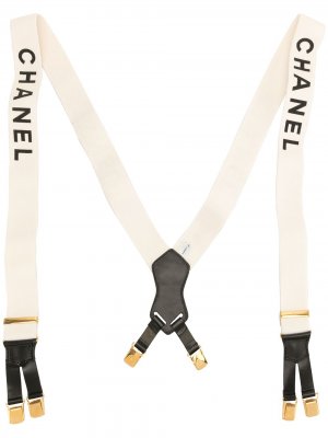 Подтяжки с логотипом Chanel Pre-Owned. Цвет: белый