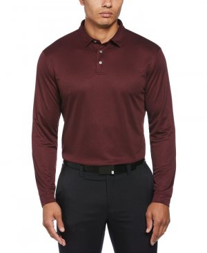 Мужская мини-жаккардовая рубашка-поло для гольфа с длинным рукавом, красный PGA TOUR