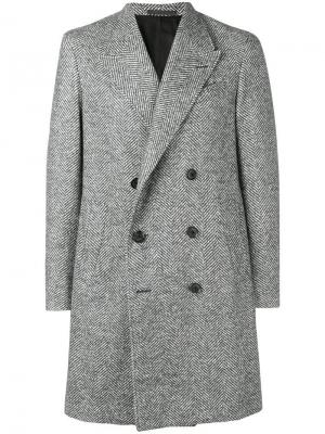 Двубортное приталенное пальто Caruso. Цвет: серый