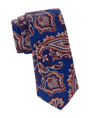 Шелковый галстук вязки пейсли , синий Brioni