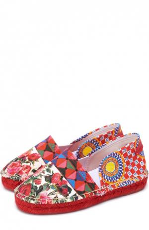 Эспадрильи из хлопка с принтом Dolce & Gabbana. Цвет: разноцветный
