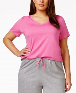 Женская футболка больших размеров Sleepwell Solid S/S с v-образным вырезом и технологией регулирования температуры , розовый Hue
