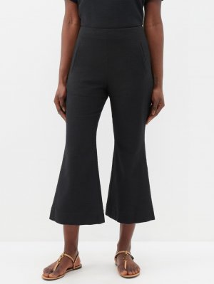 Расклешенные фактурные укороченные брюки из смесового хлопка , черный Lisa Marie Fernandez