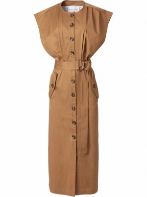 Длинное платье-рубашка с поясом Carolina Herrera. Цвет: коричневый