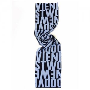 Темно-синий шарф с голубыми лого 14249 Vivienne Westwood. Цвет: синий