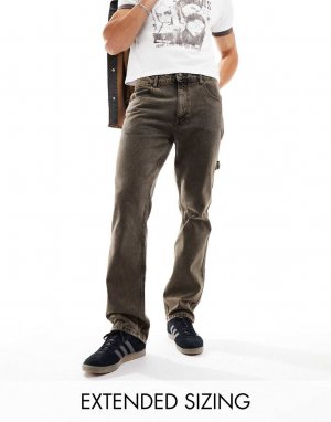 Прямые джинсы с коричневой отделкой ASOS DESIGN