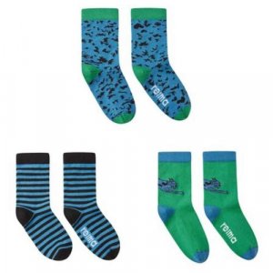 Носки 3 пары, размер 26, зеленый, синий Reima. Цвет: зеленый/синий/черный