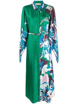 Платье-рубашка с длинными рукавами и драпировками Emilio Pucci. Цвет: зеленый