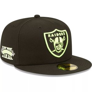 Мужская облегающая шляпа New Era Black Las Vegas Raiders Super Bowl XVIII Summer Pop 59FIFTY