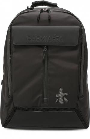 Текстильный рюкзак с отделкой из натуральной кожи Premiata. Цвет: черный