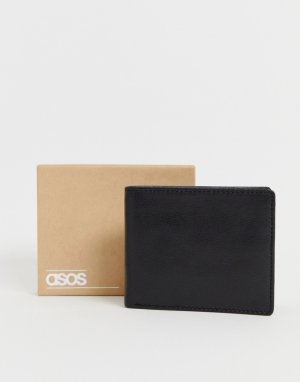 Черный кожаный бумажник с отделением для монет -Черный цвет ASOS DESIGN