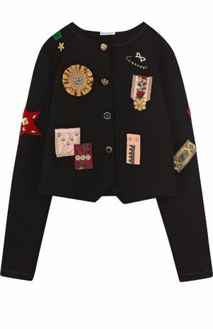 Укороченный жакет с аппликациями Dolce & Gabbana. Цвет: черный
