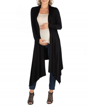 Открытый кардиган для беременных длиной до колена с длинными рукавами, черный 24Seven Comfort Apparel
