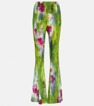Расклешенные брюки с высокой посадкой и цветочным принтом ACNE STUDIOS, зеленый Studios