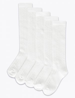 5 упаковок носков-пелерин до колена , белый Marks & Spencer