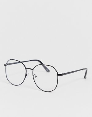 Большие очки в черной оправе с прозрачными стеклами -Черный ASOS DESIGN