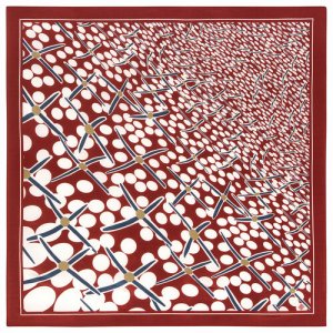Платок ,89х89 см, коричневый, бежевый Павловопосадская платочная мануфактура. Цвет: белый/синий/бордовый