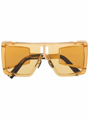 Солнцезащитные очки в квадратной оправе Balmain Eyewear. Цвет: золотистый