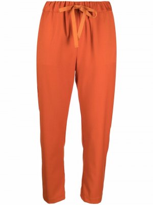 Укороченные шерстяные брюки с завышенной талией Semicouture. Цвет: оранжевый