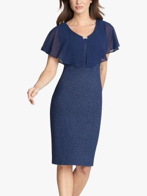 Aris Шифоновое платье-накидка с V-образным вырезом и эффектом металлик, Темно-синий Gina Bacconi