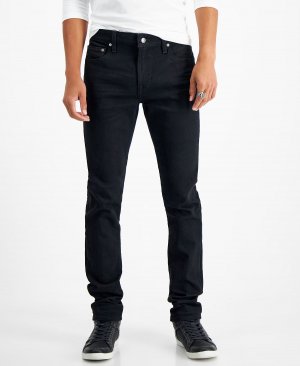 Мужские однотонные черные выстиранные джинсы со средней посадкой зауженного кроя GUESS, мульти Guess