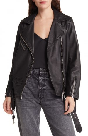 Кожаная байкерская куртка с кисточками Billie ALLSAINTS, черный AllSaints