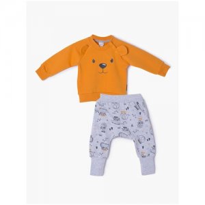 Комплект одежды , размер 52 (рост 92), серый, оранжевый LITTLE WORLD OF ALENA. Цвет: серый/оранжевый