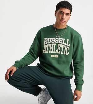 Зеленый свитшот с круглым вырезом и принтом EST 1902 USA -Зеленый цвет Russell Athletic