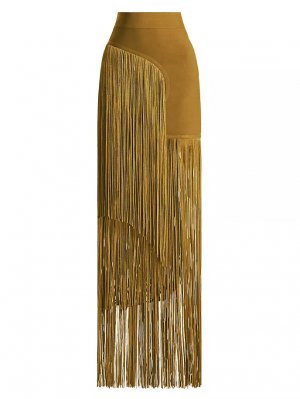 Асимметричная юбка-макси с бахромой , цвет bosc Hervé Léger