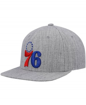 Мужская серая кепка Philadelphia 76Ers 2.0 Snapback с меланжевым рисунком Mitchell & Ness