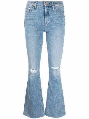 Расклешенные джинсы с эффектом потертости MOTHER. Цвет: синий
