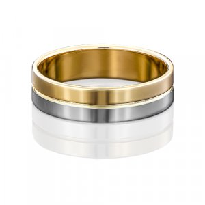 Кольцо обручальное PLATINA, комбинированное, белое золото, 585 проба, размер 15 Platina Jewelry
