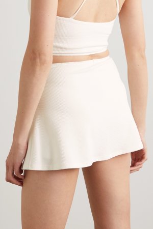 MARYSIA + NET SUSTAIN Теннисная юбка Steffi стрейч с фестонами из переработанного сирсакера, белый