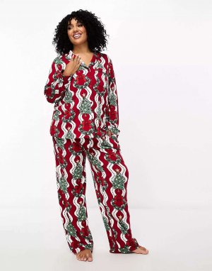 Разноцветный пижамный комплект с рождественским принтом Curve Chelsea Peers