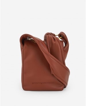 Женская сумка через плечо из фактуры наппы темного цвета кожи , коричневый Adolfo Dominguez