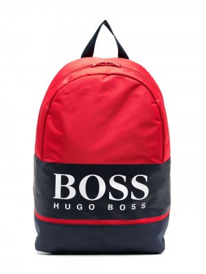Рюкзак в стиле колор-блок с логотипом BOSS Kidswear. Цвет: красный