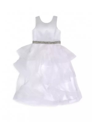 Многоярусное платье Ella из органзы для маленьких девочек и , белый Zoe